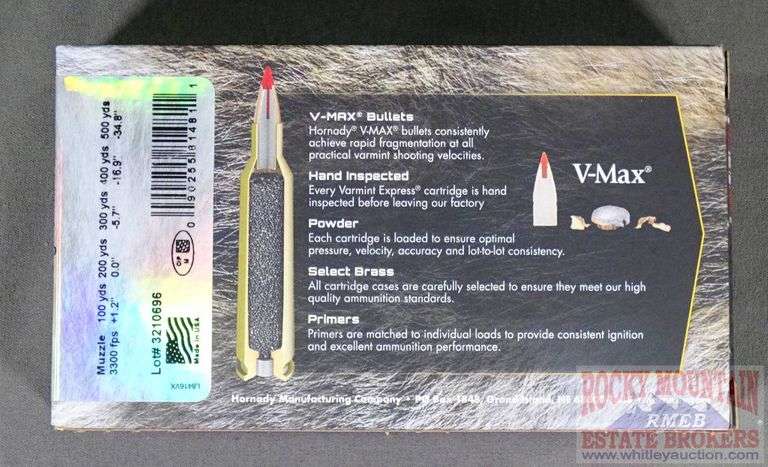 New box of 20 Hornady Varmint Express 6.5 Creedmoor V-MAX Cartridges ...