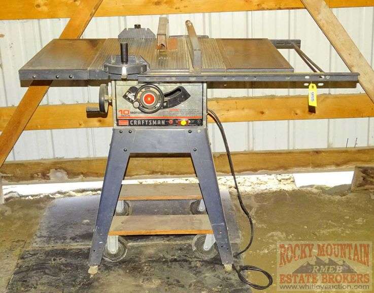 Craftsman 10" table saw 3 rip fence, miter gauge & rolling cart