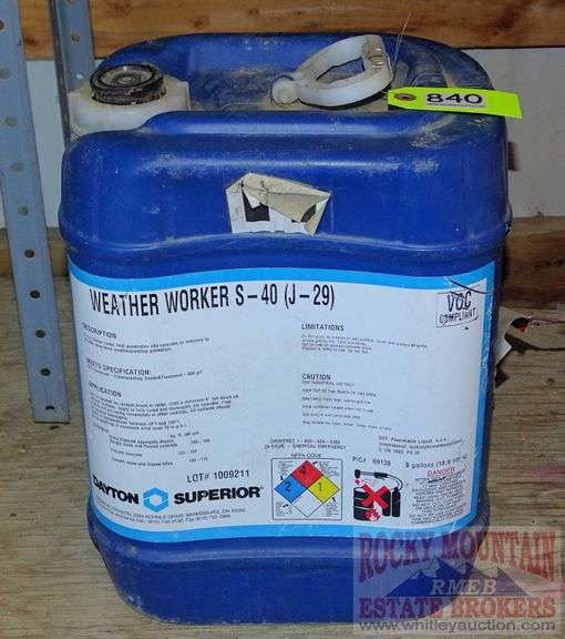 5 gallon bucket Dayton Superior concrete sealer. Rocky Mountain Estate Brokers Inc.