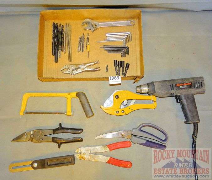 B&D drill, tin snips, PVC pipe cutters, Vice Grips, drill bits & more