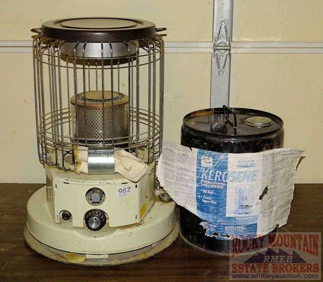 Toyokuni 96EU kerosene heater w/ kerosene in can. It works. Rocky Mountain Estate Brokers Inc.