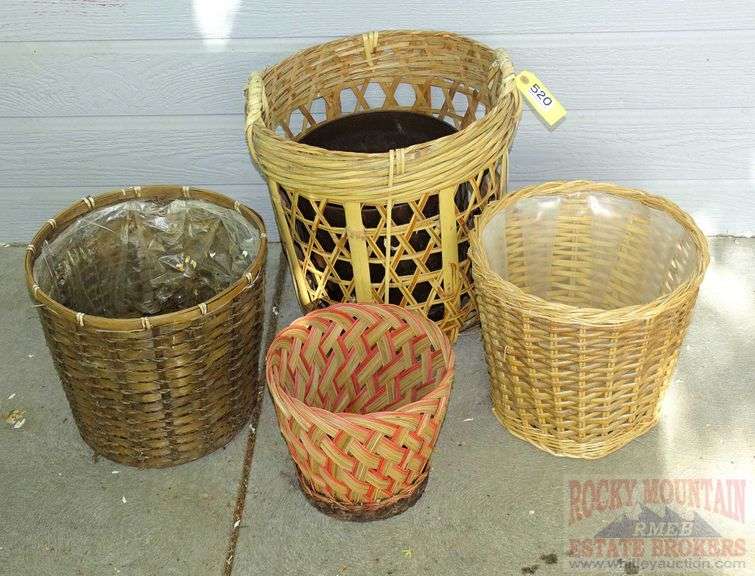4 wicker planter baskets. All for one money. Rocky Mountain Estate