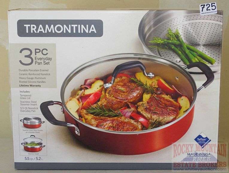 New Tramontina 3 piece "EveryDay" Pan Set with Steamer Insert, 51/2