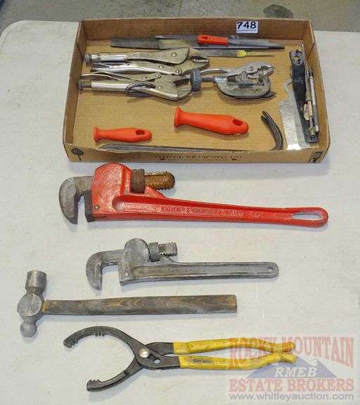 18" pipe wrench, pipe cutter, Channel Locks, Vise Grips, files & more