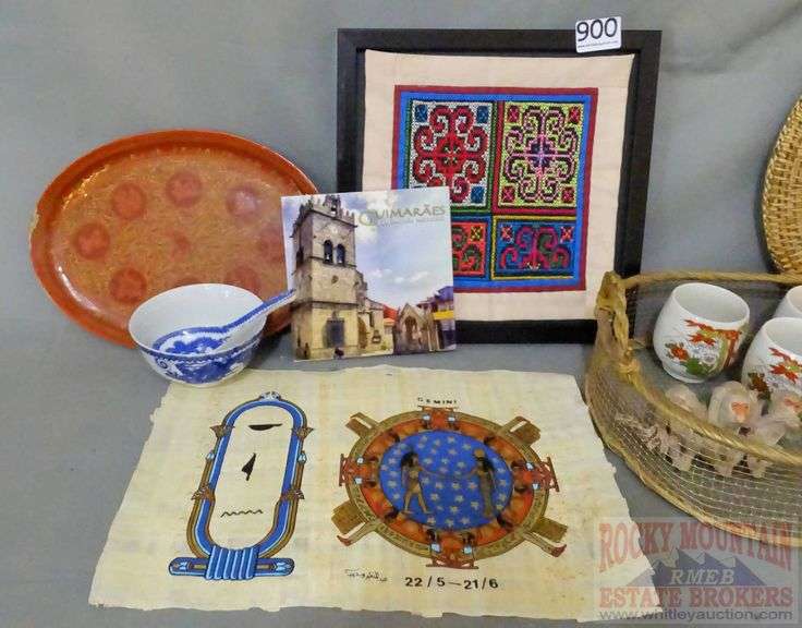 Woven tray, puzzle box, figurines, tea cups and more. All for one money. Rocky Mountain Estate