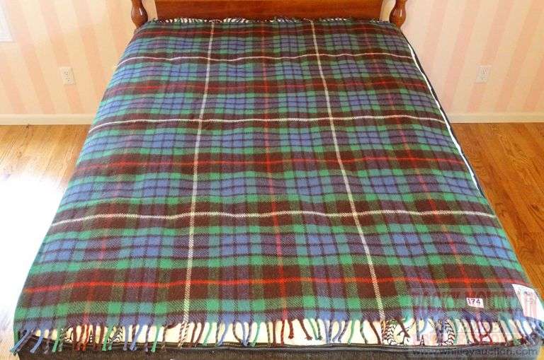 Vintage Macnab Travel Rug wool plaid carriage blanket. Rocky Mountain