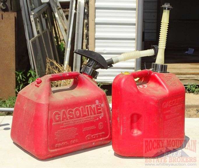 2 2 gallon gas cans with spouts. Both for one money. Rocky Mountain