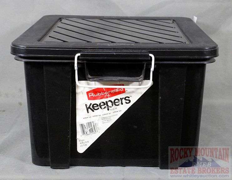 Rubbermaid "Keepers" plastic file box with lid. Rocky Mountain Estate