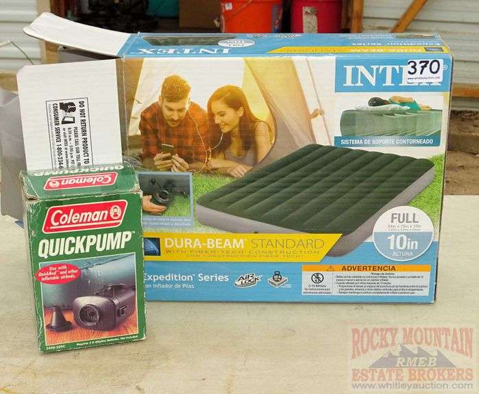 Intex standard size air bed & Coleman Quickpump. Both for one money