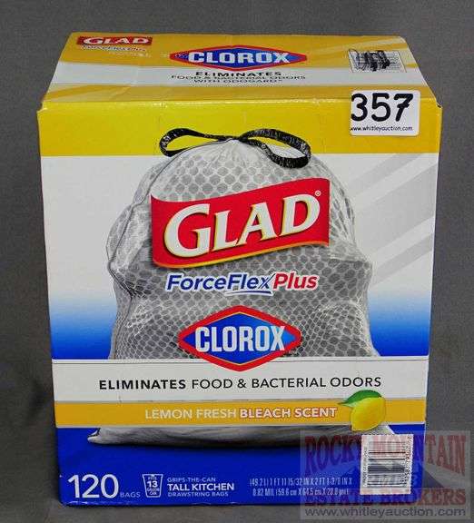 New 120 count box of Glad ForceFlex Plus 13 gallon tall kitchen bags