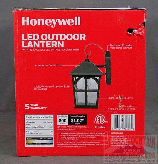 New Honeywell LED Outdoor Lantern with vintage style filament bulb