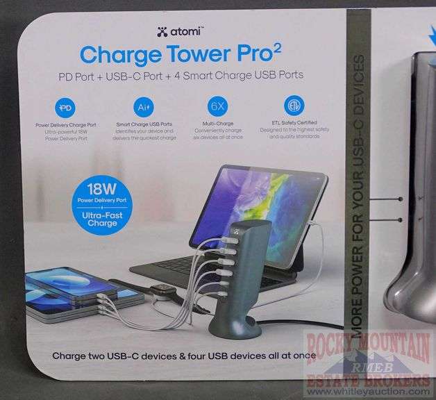 Brand new Atomi MultiPort, UltraFast, Tower Pro2 Charger. Charge two