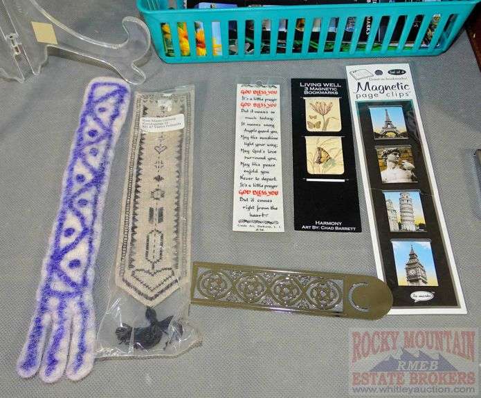 Jewelry box, DVDs, tape dispenser bookmarks including a neat jade one