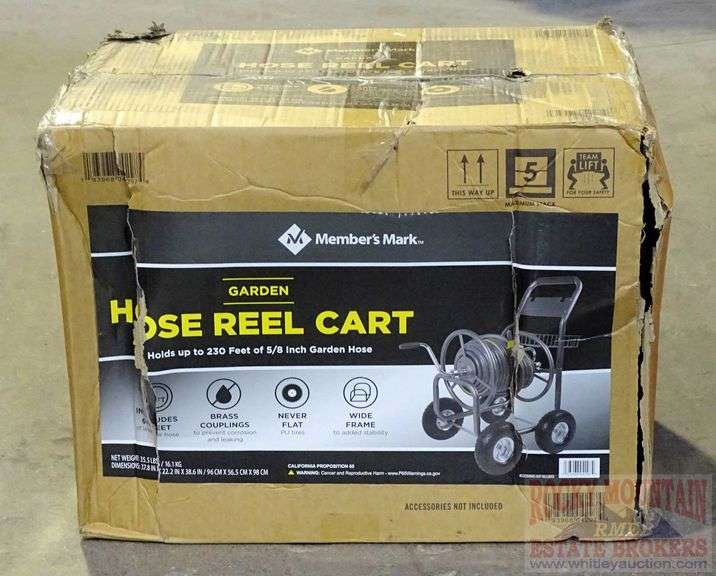 New Member's Mark hose reel cart with wheels. Can hold up to 230 ft. of