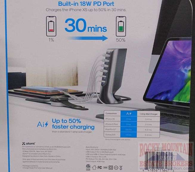 Brand new Atomi MultiPort, UltraFast, Tower Pro2 Charger. Charge two
