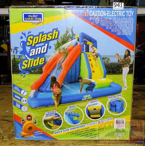 New splash and slide inflatable water slide rocky mountain estate