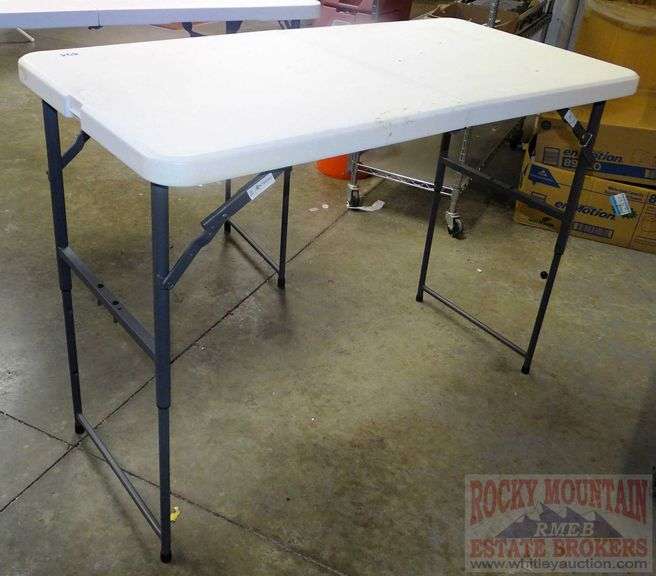 Maxchief 4' FoldInHalf, Folding Table with Adjustable Legs. Rocky