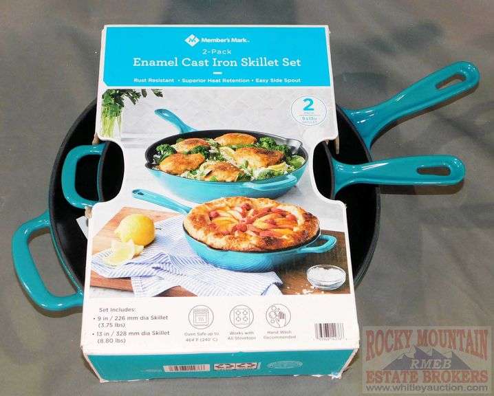 New Member's Mark 2 Piece Enamel over Cast Iron Skillet Set. - Rocky ...