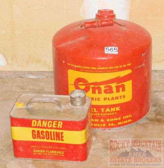 2 metal gas cans. Both for one money. Rocky Mountain Estate Brokers Inc.