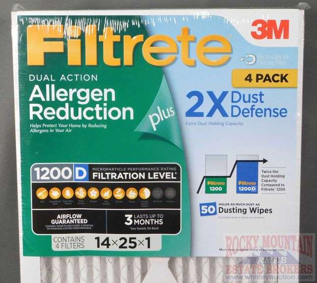 New Pack of 4 Filtrete 14X25X1 dual action furnace filters with allergen reduction. You know its