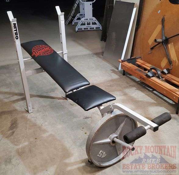 Weider Master Blaster weight bench with incline & leg lift with 45