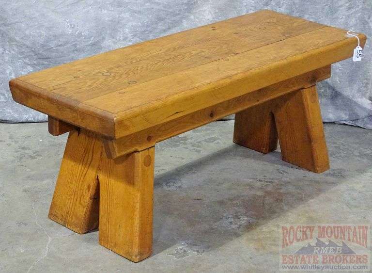 Neat, handcrafted heavy pine bench made with mortise and tenon