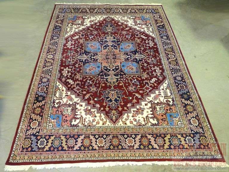 Stunning 12'4"X8'7" Room Size Burgundy, Blue & Cream HandWoven Persian Rug with Beautiful