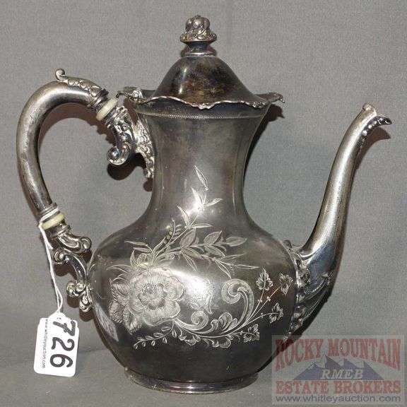 Fancy Antique Barbour Silver Quadruple Plate Teapot with Floral