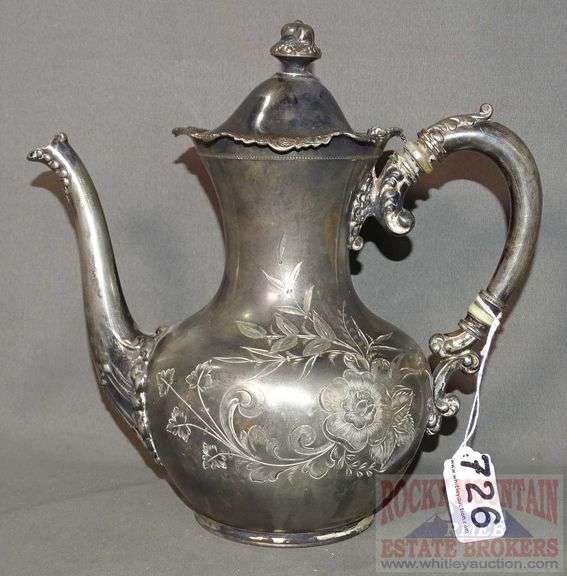 Fancy Antique Barbour Silver Quadruple Plate Teapot with Floral