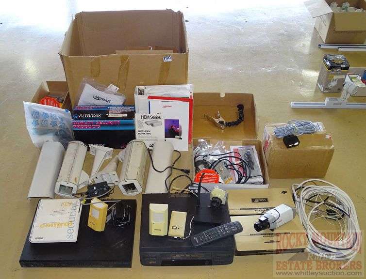 Large Assortment Security System Items W/ Ultrak Security Cameras, Real ...