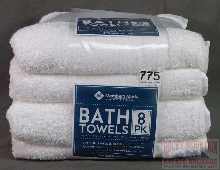 Set of 8 New Member's Mark Commercial Hospitality White Bath Towels
