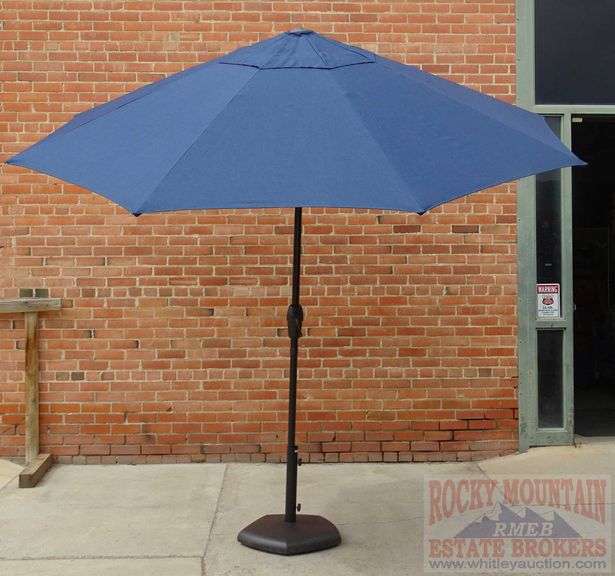 New Indigo Blue 10' Market Umbrella with AutoTilt & Sunbrella Fade