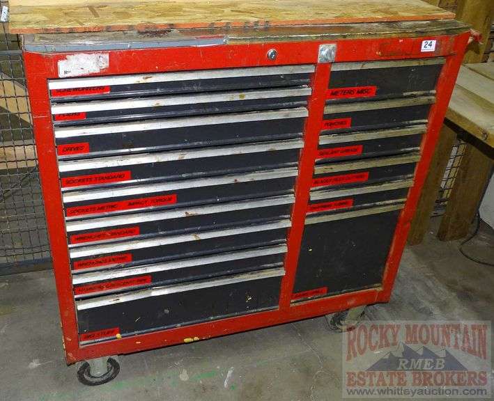 Large Red RollAround Tool Box with ShopBuilt Wooden Wire Reel