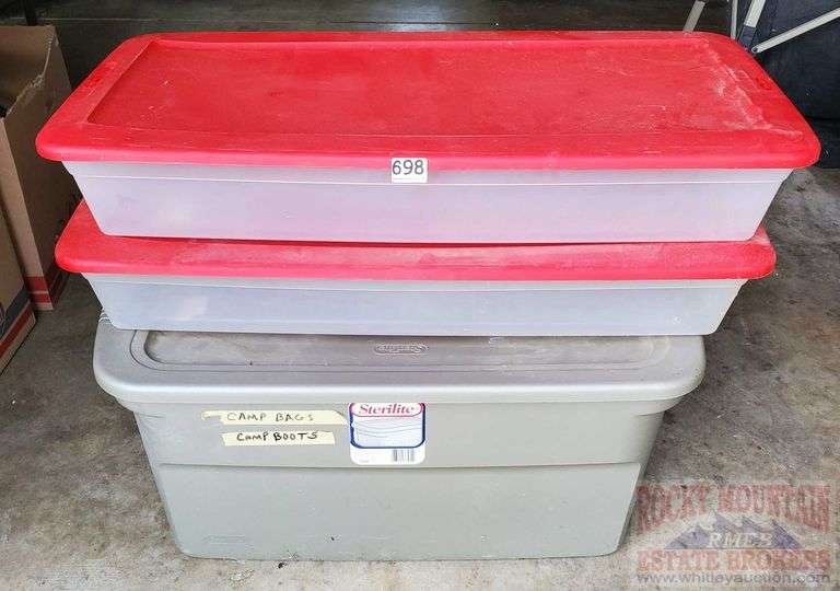 Sterilite Large 122 Qt Storage Tub W/ Lid & 2 Smaller Ones. All for one