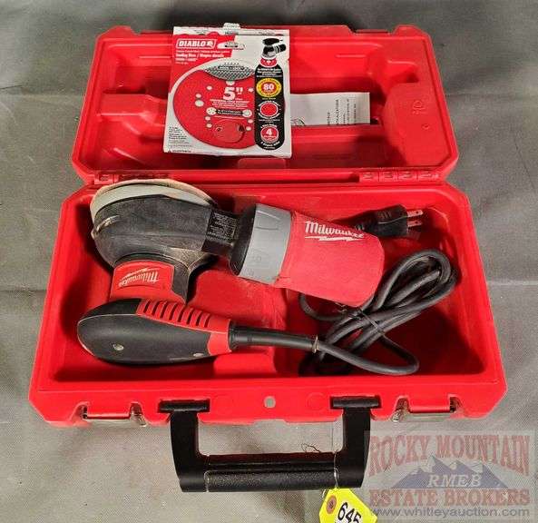 Like New Milwaukee 5" Random Orbit Sander In Case. Rocky Mountain