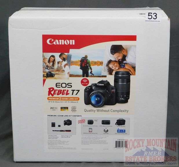 New Canon EOS Rebel T7 DSLR Camera Kit with 1855mm and 75300 Lenses