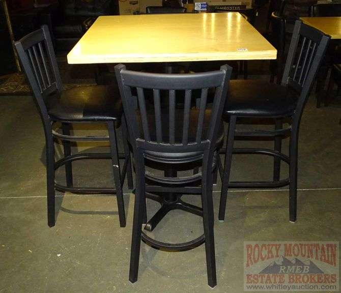 Nice Bar Height Table & 4 Padded Metal Selected Furniture Chairs. Table