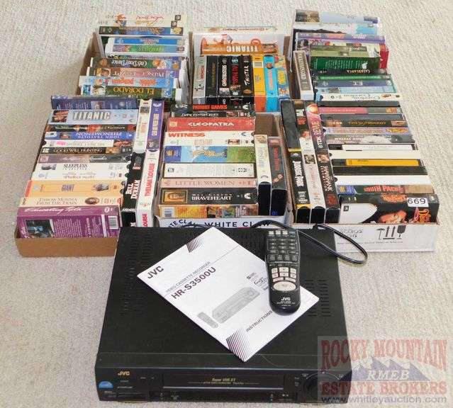 Large Assortment of VHS Movies & JVC VCR with Remote. All for one money