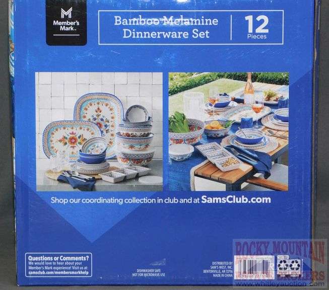 New 12 Piece Member's Mark "Seville" Bamboo Melamine Dinnerware Set