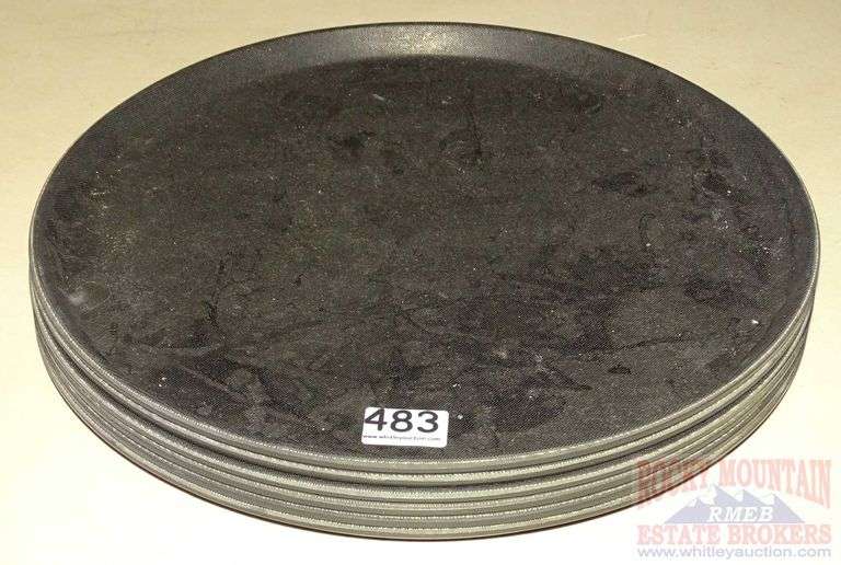Six 16" Round Commercial Serving Trays. All for one money! Rocky