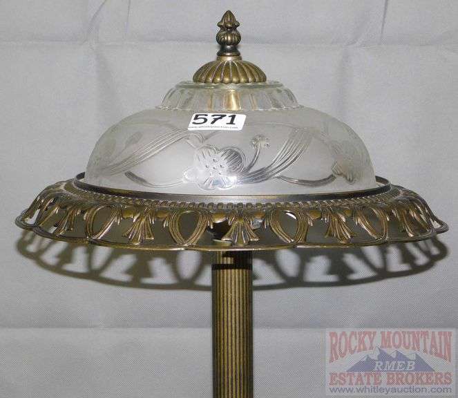 Vintage Style Table Lamp W/ Glass Shade. 22" High. Rocky Mountain