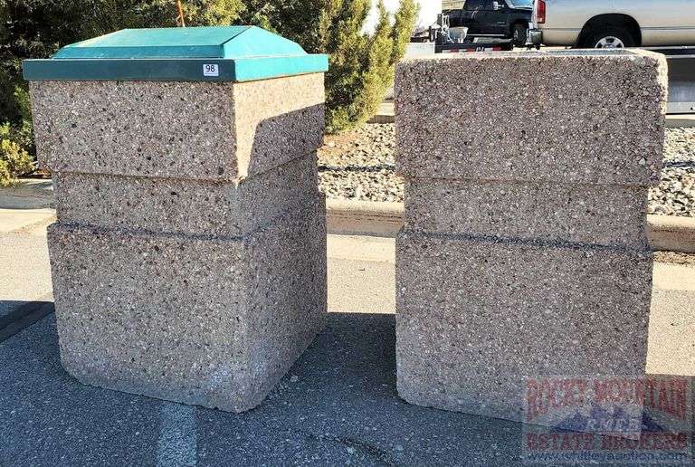 2 Heavy Duty Concrete Trash Bins W/ One Lid. 2 times the money. Total