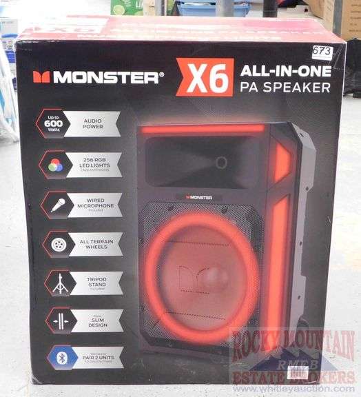New Monster X6 600 watt AllInOne PA Speaker W/ Wired Microphone