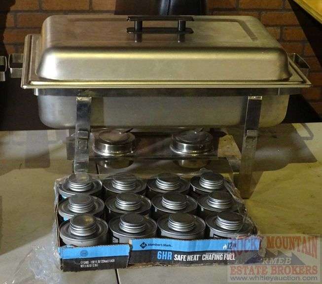 2 Chafing Dishes, 8 Chafing Dish Fuel Can Holders & 12 New Cans of Safe Heat. All for one money