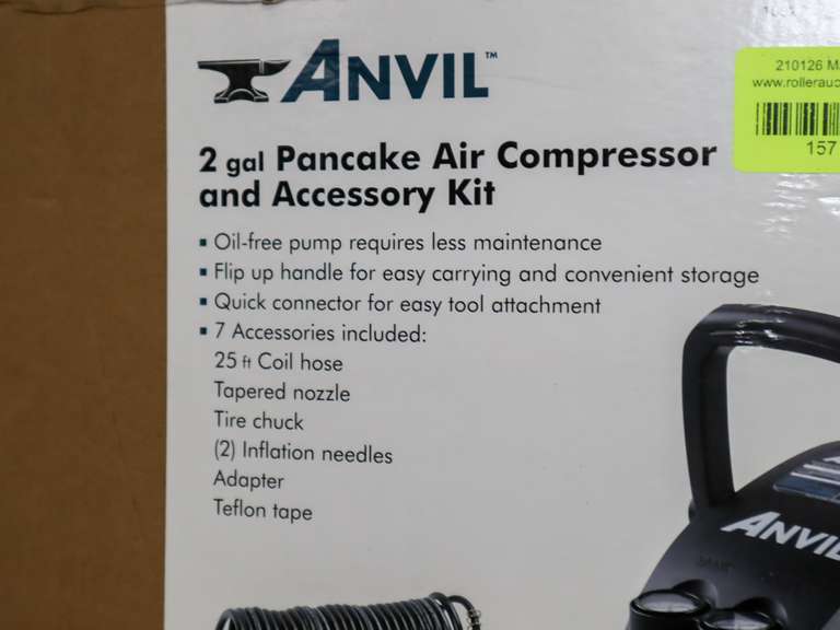 Anvil 2Gallon Pancake Air Compressor and Accessory Kit Roller Auctions