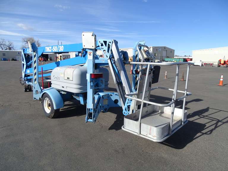 2003 Genie TMZ50 S/A Boom Lift Towable Arrow Board Roller Auctions