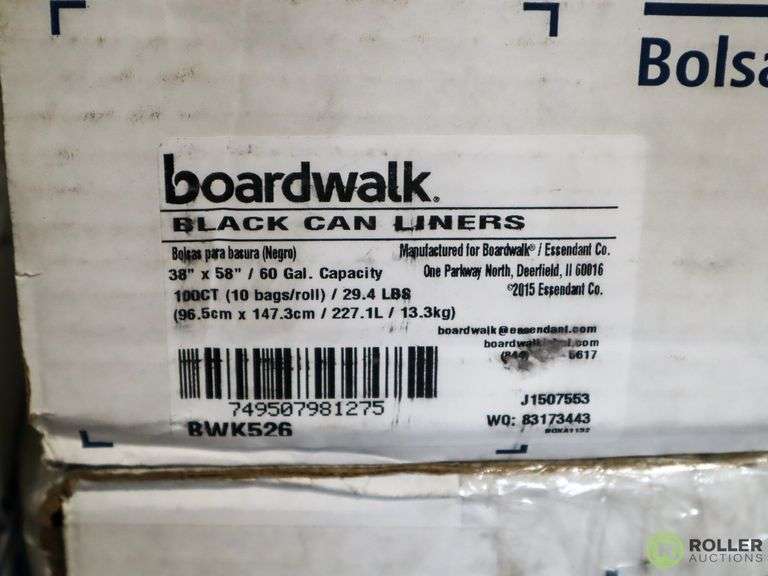 (3) Boardwalk Can Liners, 60Gallon Roller Auctions