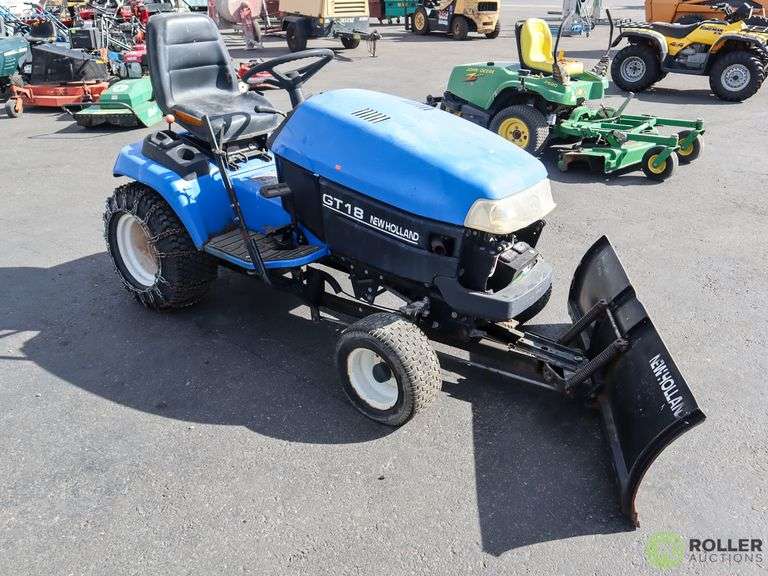 New Holland GT18 Lawn Tractor With 48" Snow Plow, Gas Roller Auctions