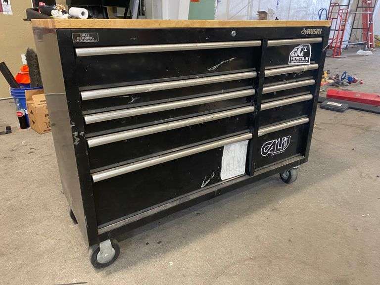 Husky 9Drawer Tool Chest With Work Surface Roller Auctions