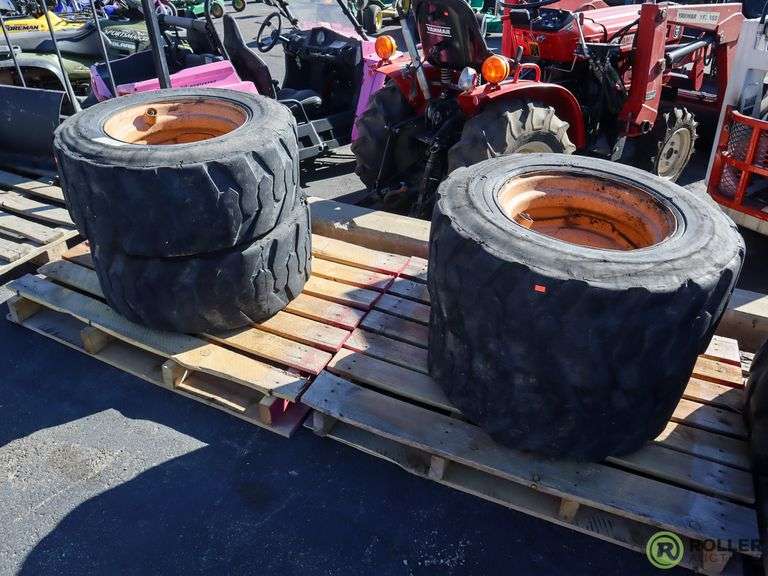 (4) Foam Filled Skid Steer Tires With Wheels Roller Auctions